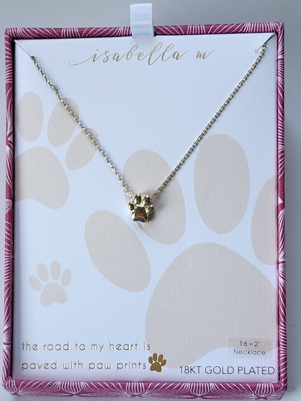 18k Gold on Sterling Silver Paw Print 🐾 Pendant Necklace, 16" + 2 Extender NEW!